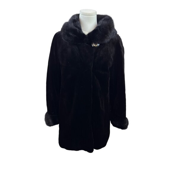 Silverman Furs Jackets & Blazers - Vintage Silverman Black Sheared Black Mink Fur Coat With Mink Collar & Cuffs Siz